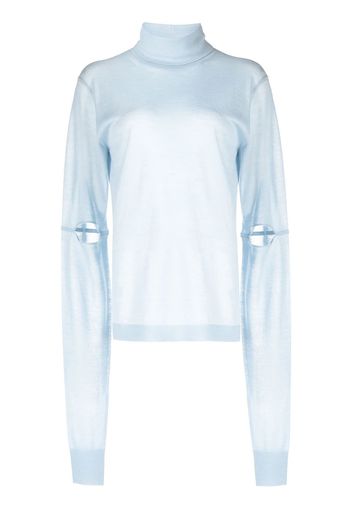 Helmut Lang cut-out detail cashmere jumper - Blu