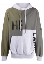 Helmut Lang patchwork logo-print pullover hoodie - Grigio