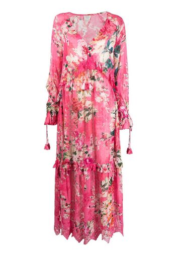 Hemant And Nandita Tula floral-print tiered dress - Rosa