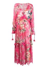 Hemant And Nandita Tula floral-print tiered dress - Rosa