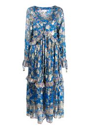 Hemant And Nandita floral-print ruffle dress - Blu