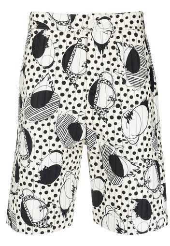 Henrik Vibskov Wheel abstract-print quilted shorts - Bianco