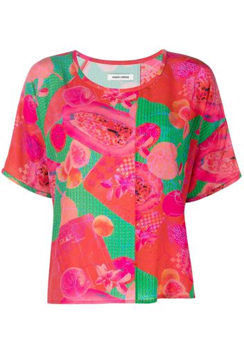 Henrik Vibskov abstract-print silk blouse - Verde