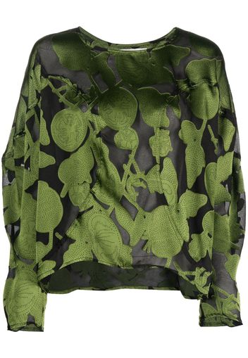 Henrik Vibskov graphic-print cropped blouse - Verde