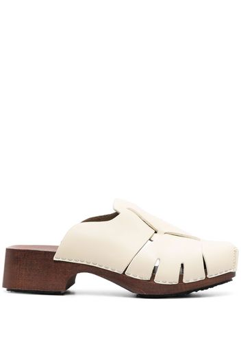 Hereu Licia square-toe clogs - CUSTARD