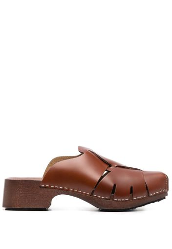 Hereu Licia square-toe clogs - Marrone