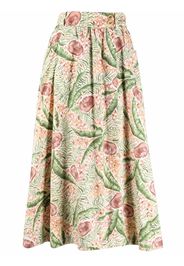 Hermès 1980s pre-owned leaf-print midi skirt - Verde