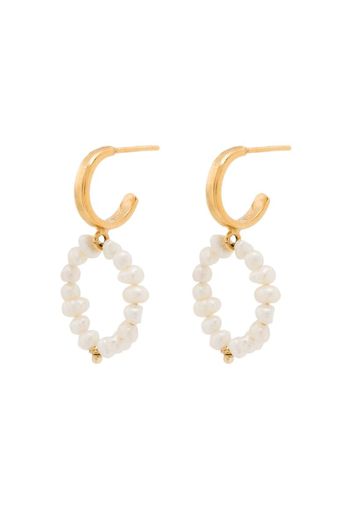 mini hoop pearl earrings