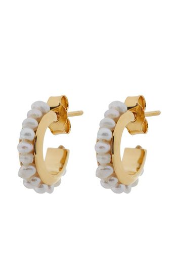 Hermina Athens Luna pearl-embellished hoop earrings - Oro