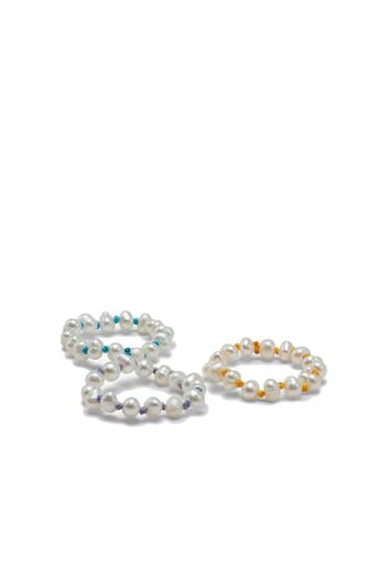 Hermina Athens pearl-detail 3-pack ring - Bianco