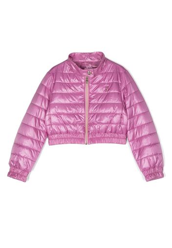 Herno Kids metallic cropped padded jacket - Viola