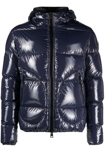 Herno logo-patch patent padded jacket - Blu