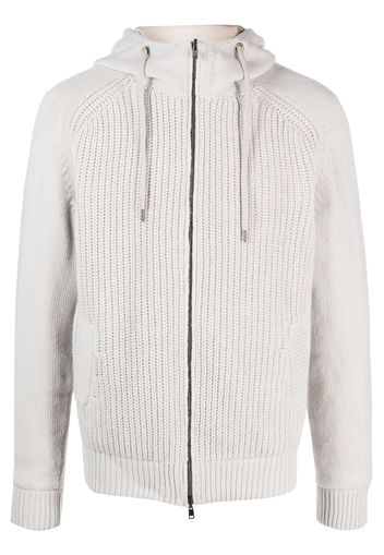 Herno zip-fastening wool hooded jacket - Grigio