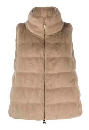 Herno Gilet con zip trapuntato - Marrone