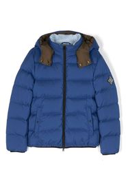 Herno Kids logo-patch padded hooded jacket - Blu