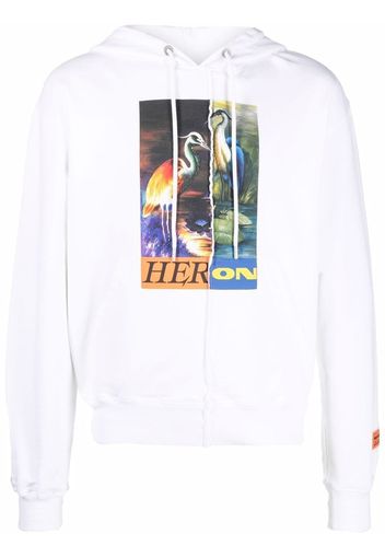 Heron Preston HOODIE SPLIT HERONS WHITE ORANGE - Bianco