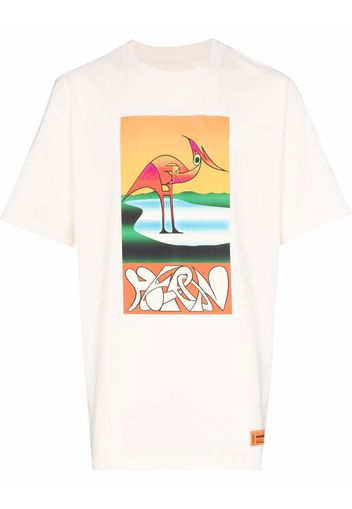 Heron Preston abstract heron-print T-shirt - Bianco