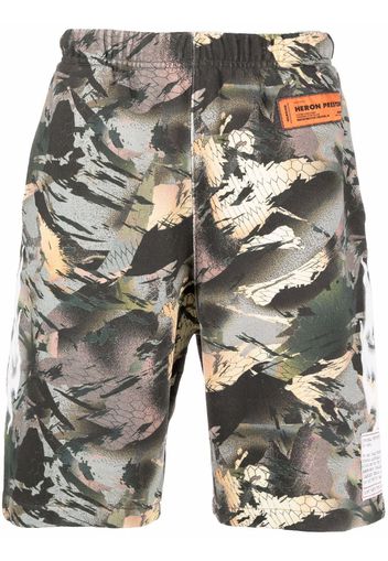 Heron Preston camouflage-print track shorts - Verde