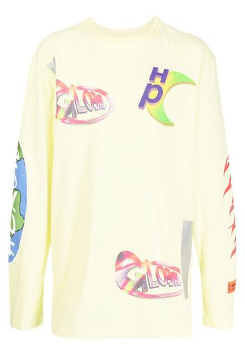 Heron Preston Global-print long-sleeve T-shirt - Giallo