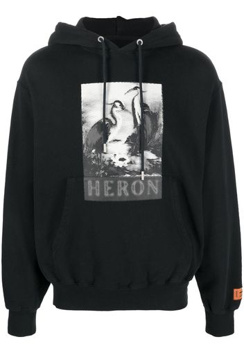 HERON PRESTON logo-print cotton hoodie - Nero