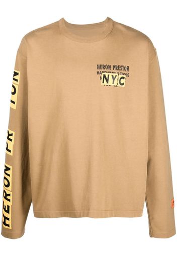 Heron Preston logo-print cotton sweatshirt - 6419 TOBACCO BROWN YELLOW