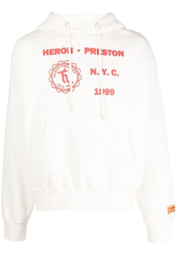 HERON PRESTON logo-print graphic hoodie - Bianco