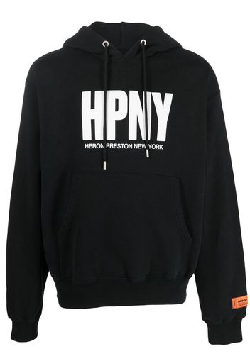 Heron Preston logo-print drawstring hoodie - Nero