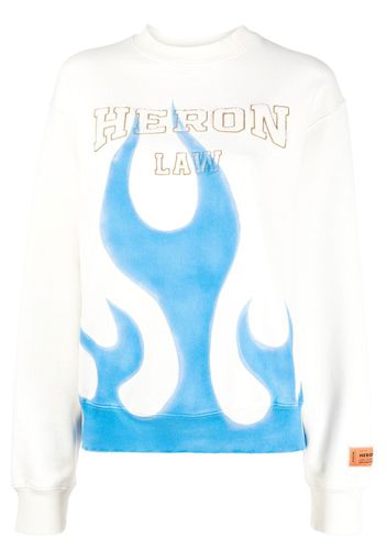 Heron Preston flame-print crew neck sweatshirt - Bianco