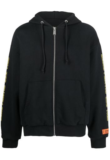 Heron Preston zip-up logo-print hoodie - Nero