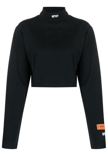 Heron Preston HPNY CROP LS ROLLNECK - BLACK WHITE