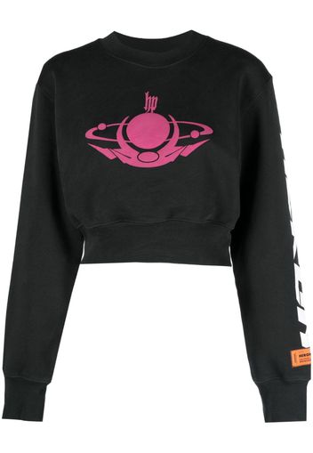 Heron Preston graphic-print cotton cropped sweatshirt - Nero