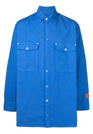 Heron Preston logo-patch button-up shirt - Blu