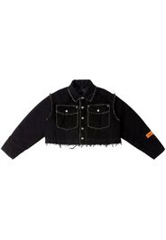 Heron Preston Giacca denim crop con effetto vissuto - Nero