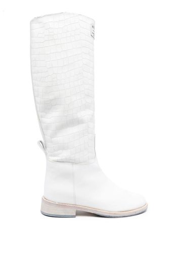 Hide&Jack crocodile-embossed leather boots - Bianco