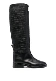 Hide&Jack crocodile-embossed knee boots - Nero