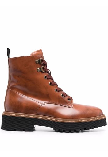 Hogan lace-up leather ankle boots - Marrone