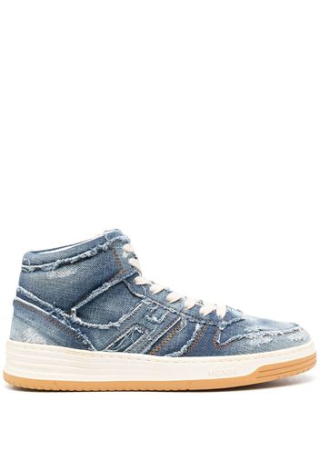 Hogan Sneakers alte denim con effetto vissuto - Blu