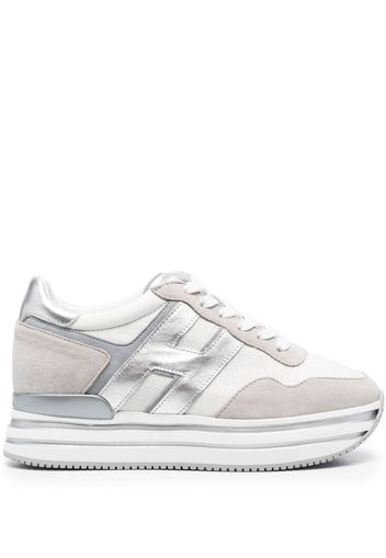 Hogan logo-patch flatform sneakers - Grigio