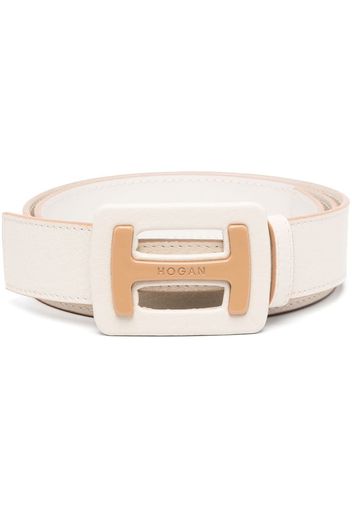 Hogan logo-plaque leather belt - Toni neutri