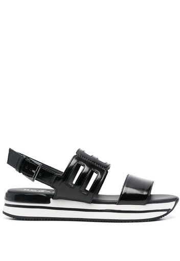 Hogan logo-embossed slingback sandals - Nero