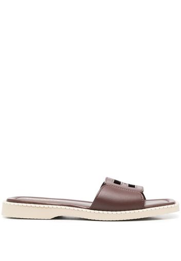 Hogan H638 flat leather sandals - Marrone