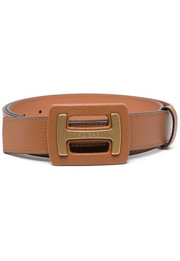 Hogan logo-plaque leather belt - Marrone