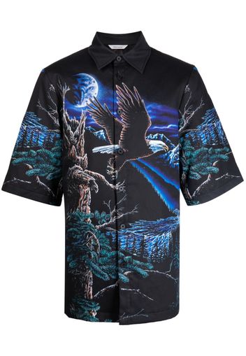 Holzweiler National-print short-sleeve shirt - Nero