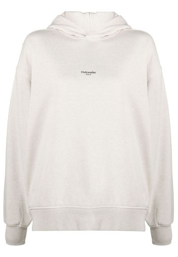 Holzweiler logo-print long-sleeve hoodie - Grigio