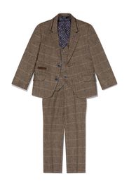 HOUSE OF CAVANI KIDS single-breasted checked three-piece suit - Marrone