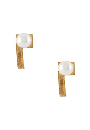 pearl embellished curved earrings