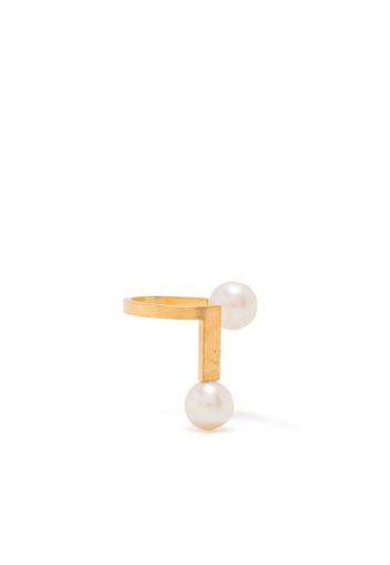 Hsu Jewellery L-shaped pearl ear cuff - Oro