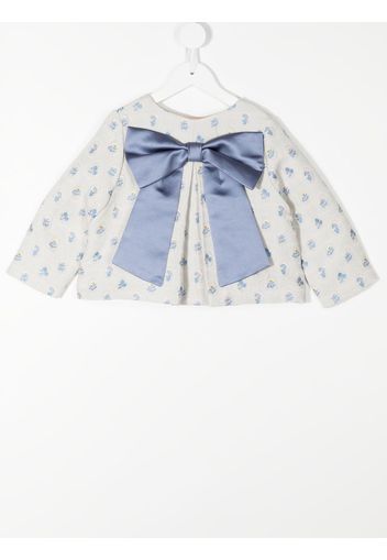 Hucklebones London floral-print bow cardigan - Grigio