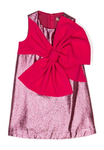 Hucklebones London oversize bow-detail metallic dress - Rosa