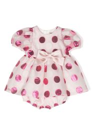 Hucklebones London polka dot-pattern puff-sleeve dress - Rosa